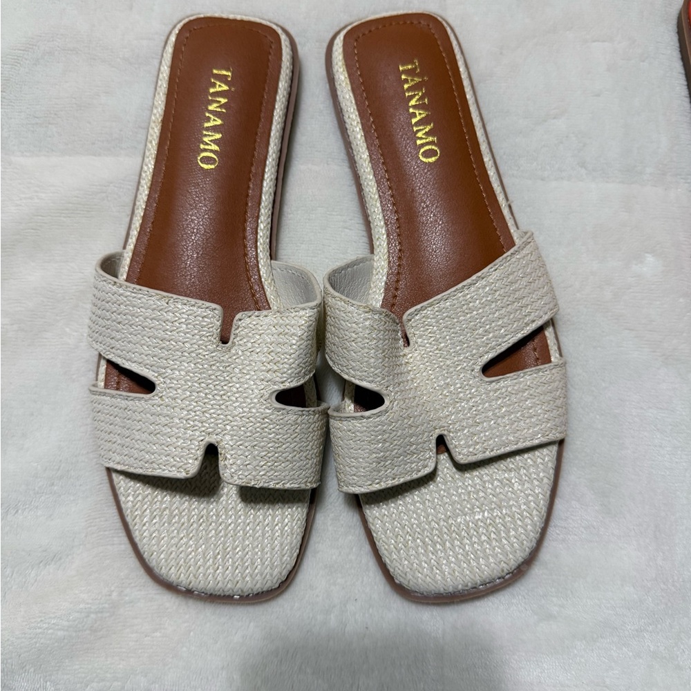 Women's Beige Slide Sandals